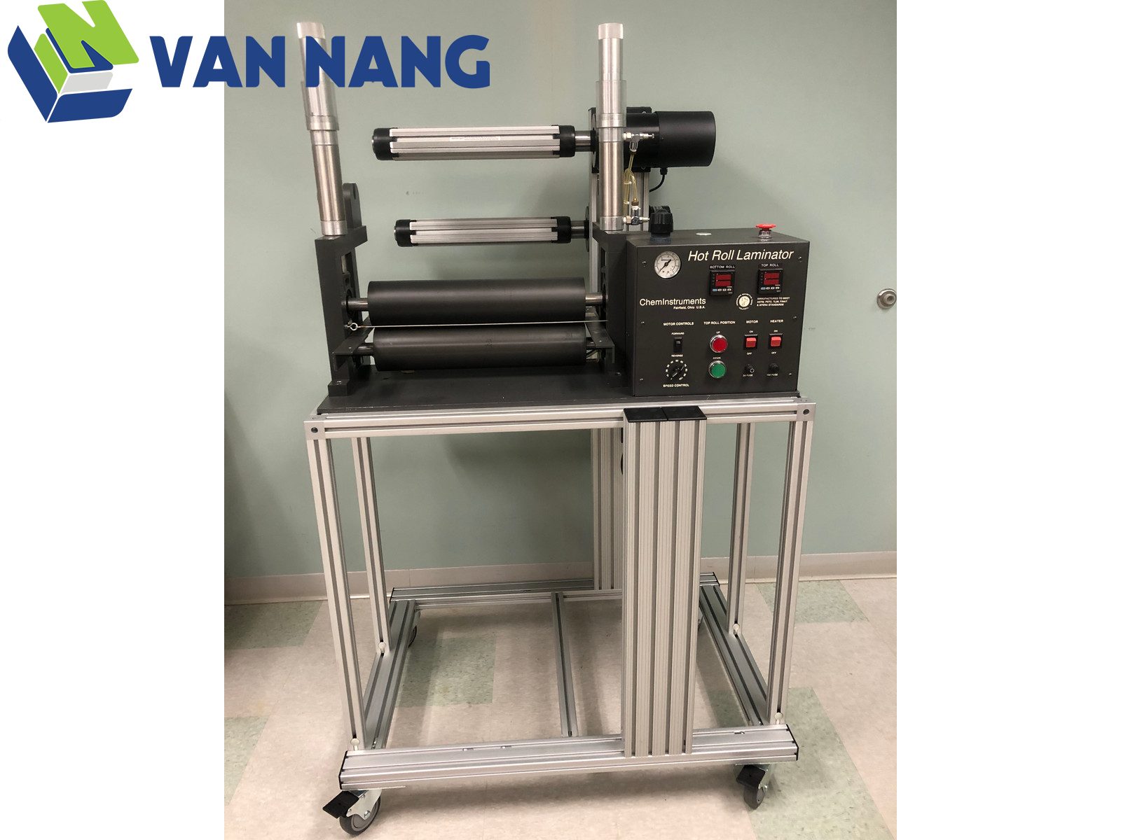 H&igrave;nh ảnh thực tế m&aacute;y c&aacute;n m&agrave;ng nhiệt ChemInstruments g&oacute;c ngang